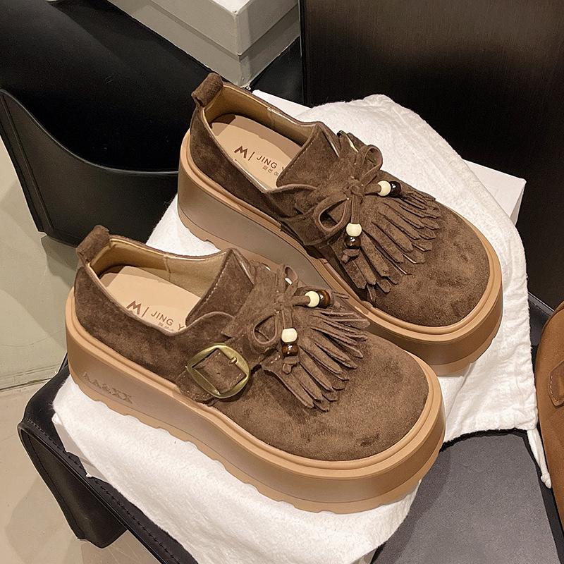 Birken Single Shoes Women's 2025 Early Autumn New Versatile Soft Sole Birken Round Head Fringed One Pedal Lazy Doudou Single Shoes