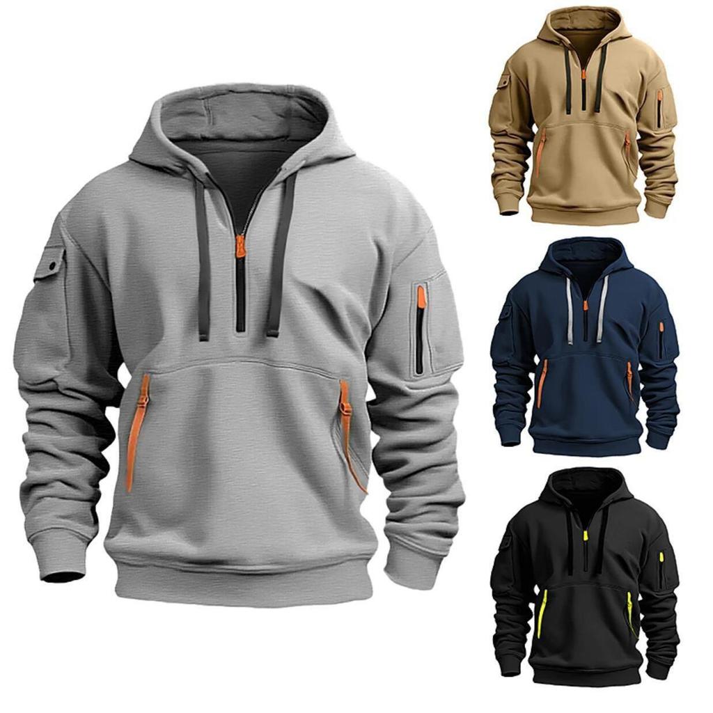 Cotton Dropped Shoulder Hooded Sweatshirt Men's Plus Size Loose Pullover Fashion Sweatshirt