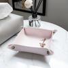Foldable PU Leather Storage Box Desktop Cosmetic Jewelry Storage Tray Home Office Keys Coins Storage Organizer