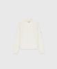 Tire Wool Tencel Jersey Roll Neck Top Cream White