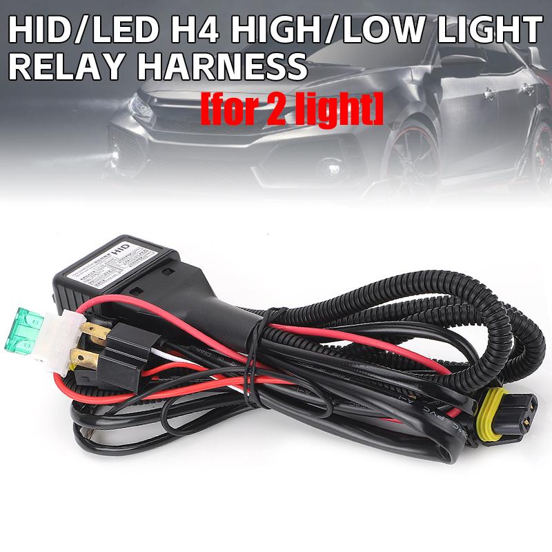 

1 Lead 1 Lamp/2 Lamp H4 HID LED Relay Harness Wiring Kit 12V High Low Bi-xenon Bi-LED Projector Lens Cable Car Light Accessories 1pc 1V2