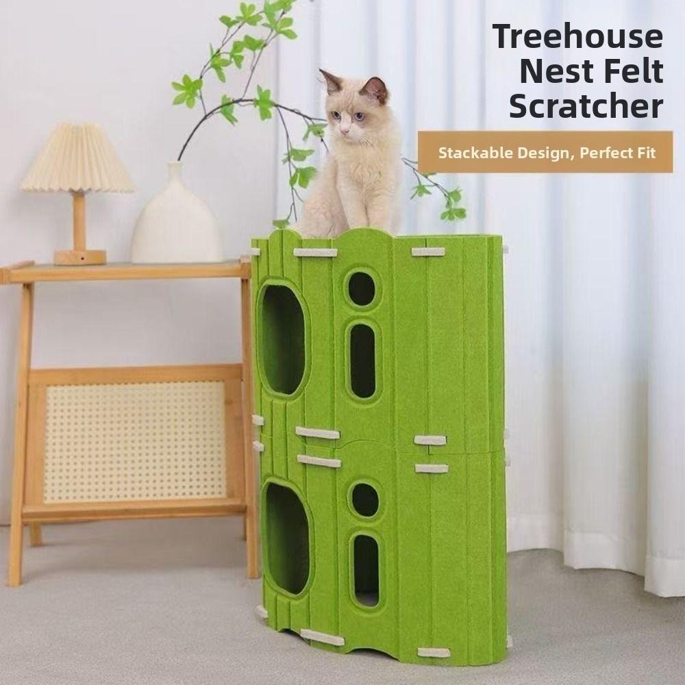 All-in-one Cat House With Holes Multi-layer Cat Climbing Frame Sturdy Corner Design Cat Castle House Cat Furniture
