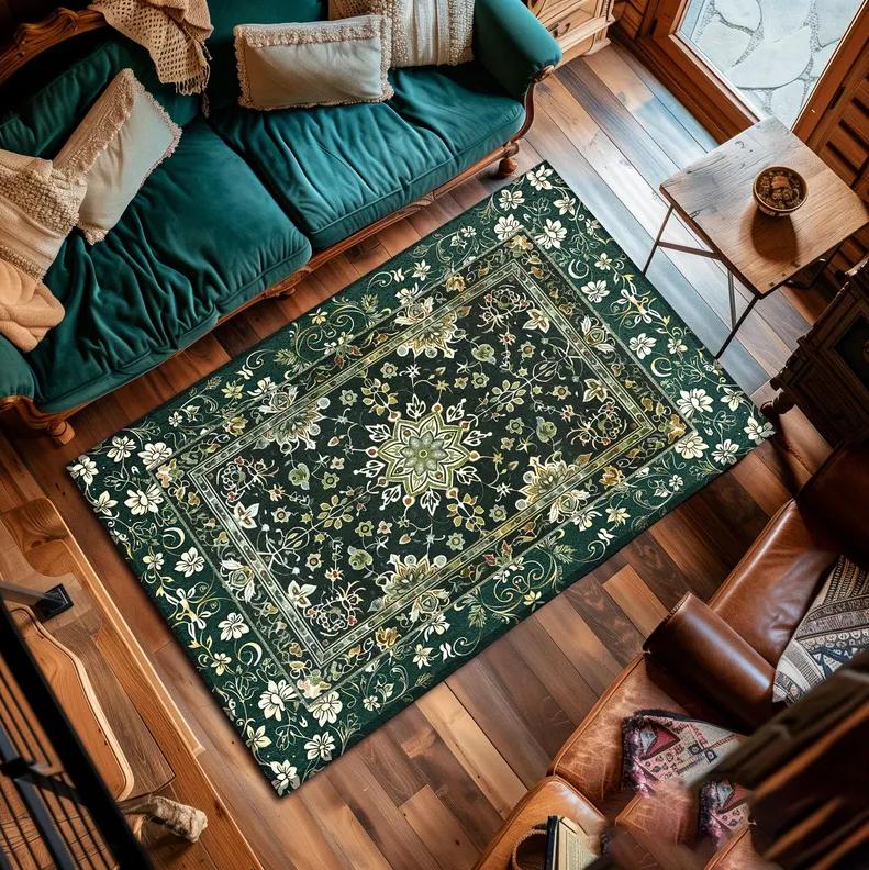 Alfombra Persa Roja Clásica Alfombra Tradicional con Medallón Decoración de Salón Estilo Vintage Alfombra Lavable Alfombras Antideslizantes Decoración Retro