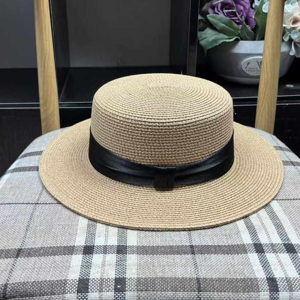 Hepburn French Flat Top Straw Hat Women's Seaside Vacation Visor Breathable Sunscreen Hat