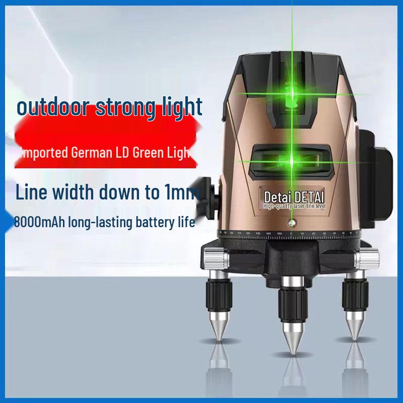Detai High Precision Green Light Self-Leveling Infrared Level - 2, 3, or 5 Lines