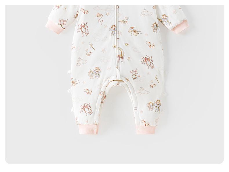 Warm Cotton-Blend Baby Sleeping Bag Onesie for Boys & Girls: Split Leg, Suitable for Spring, Autumn & Winter