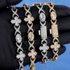 Christmas Gift 15mm Cross Eye Cuban Chain Iced 5A Cubic Zirconia Hip Hop Fashion Men's and Women's Jewelry Bracelet