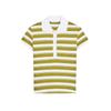 Summer New Product Women's Clothes Breasted Decorative Cotton Stripes Rib Lapel Short Sleeve Polo Shirt 0858154