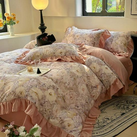 Verdicktes Winter-Baumwoll-Doppellagen-Musselin Französisches Bettwäsche-Set Klasse A & Bettbezug-Set