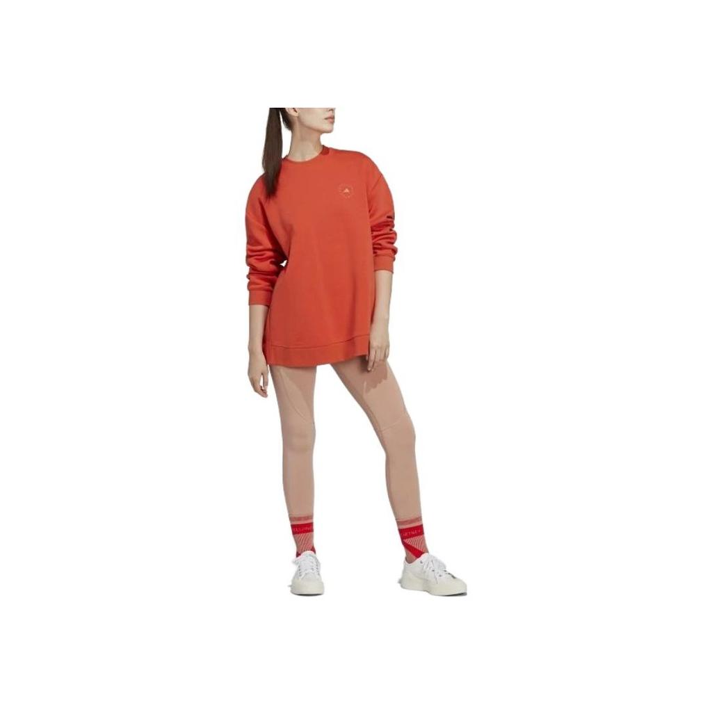 Adidas Solid Color Loose Fit Crew Neck Long Sleeve Sweatshirt Women Tops Orange-Red HR2199