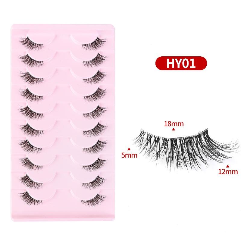 New Middle East cross-border cat eye false eyelashes, eye tail elongated transparent stem eyelashes 10 pairs flat factory