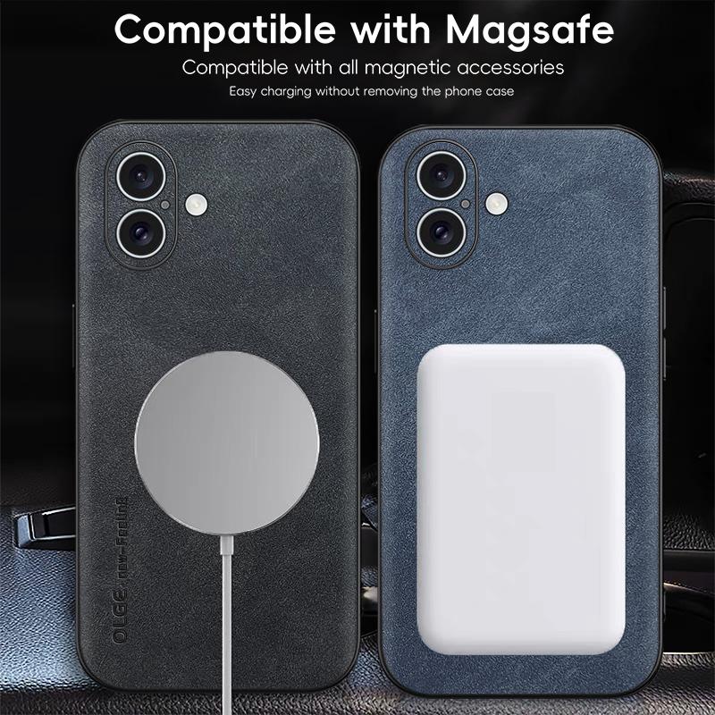 Magnetické Retro Kožené Měkké Pouzdro Pro iPhone 16 15 14 Pro Plus Max iPhone16 Pro Max Bezdrátové Nabíjení Kryt Pouzdra na Telefon