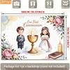 2D First Communion Backdrop, Boy and Girl Chalice & Bible Photo Booth Background Banner