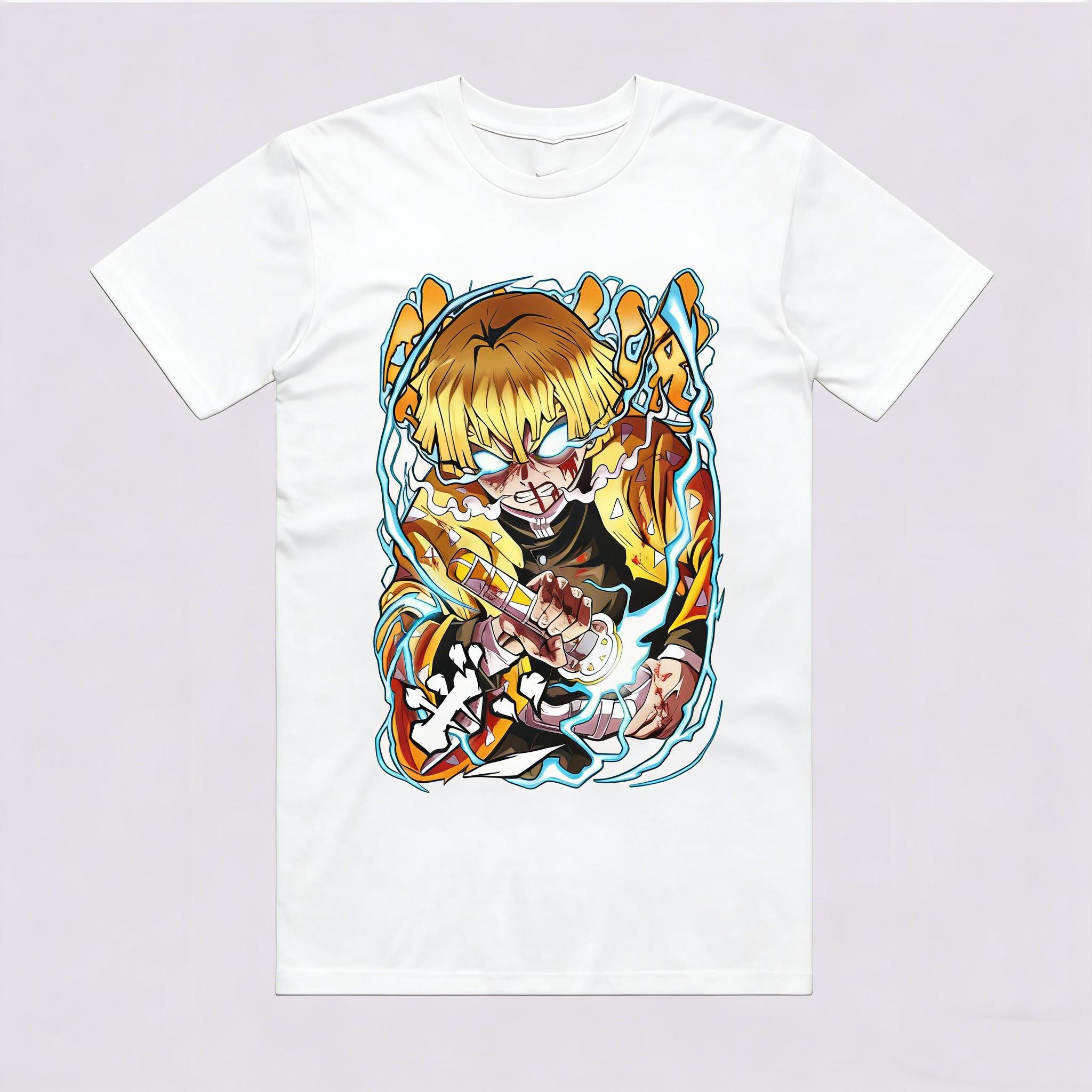 

Summer 2026 Demon Slayer My Wife Shanda Lightning Flash Battle Form Theme 100 Cotton Print Loose Tshirt Malefemale Top S