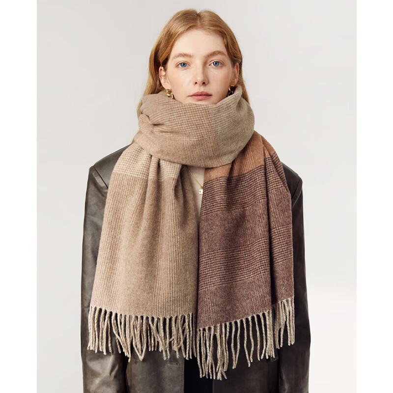VICTORIA&VERA Autumn/Winter Striped Plaid Tassel Scarf