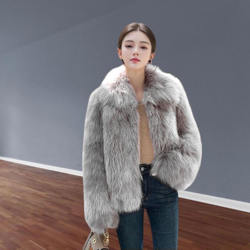 Winter Imitation Fox Hair Short Fur Coat Women's Thickened New Fur Coat Lapel Light