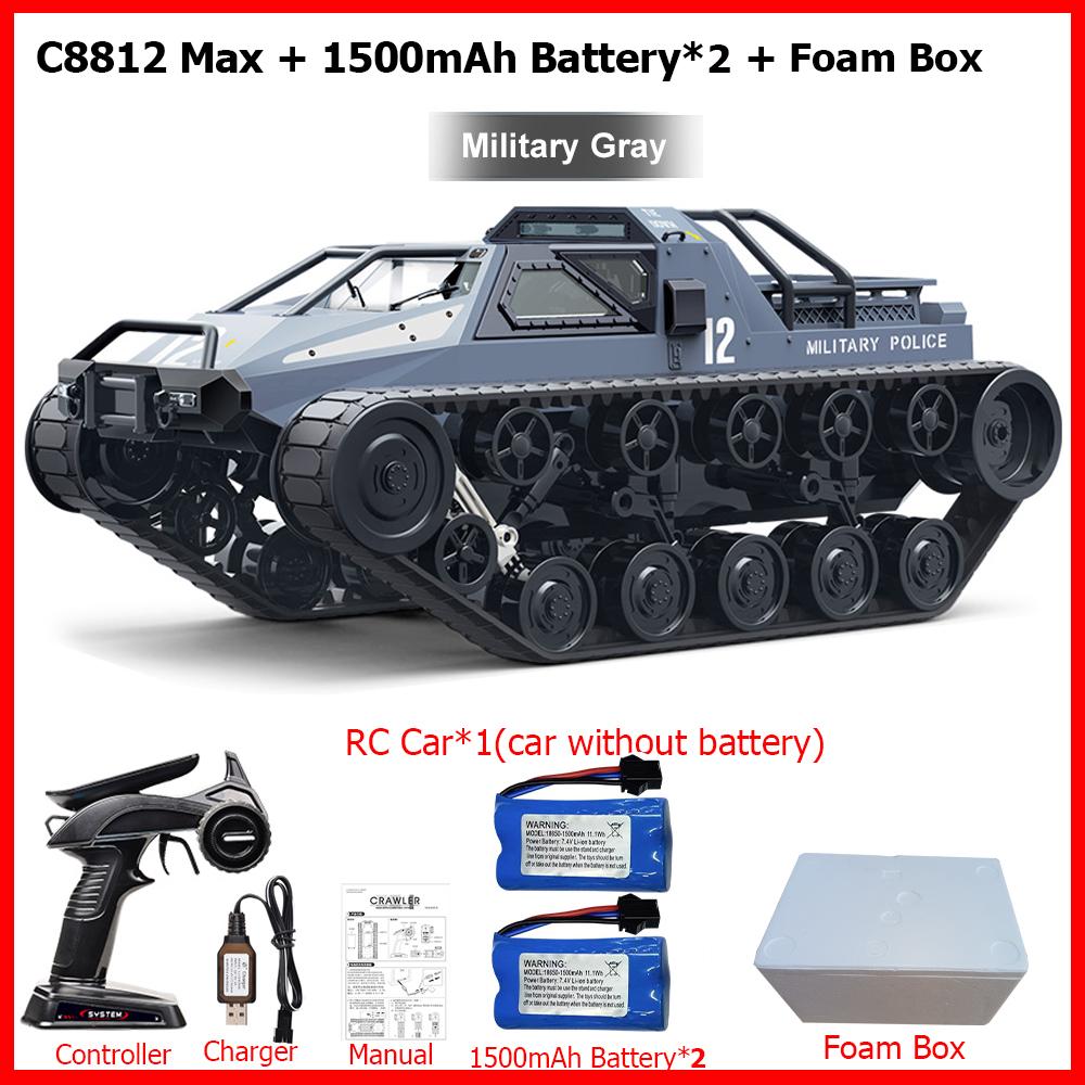 New Upgrade C8812 MAX / C8812 RC Car Full Scale Tracked Tank Simulation LED Light Drift Remote Control Off-Road Vehicle for Kids