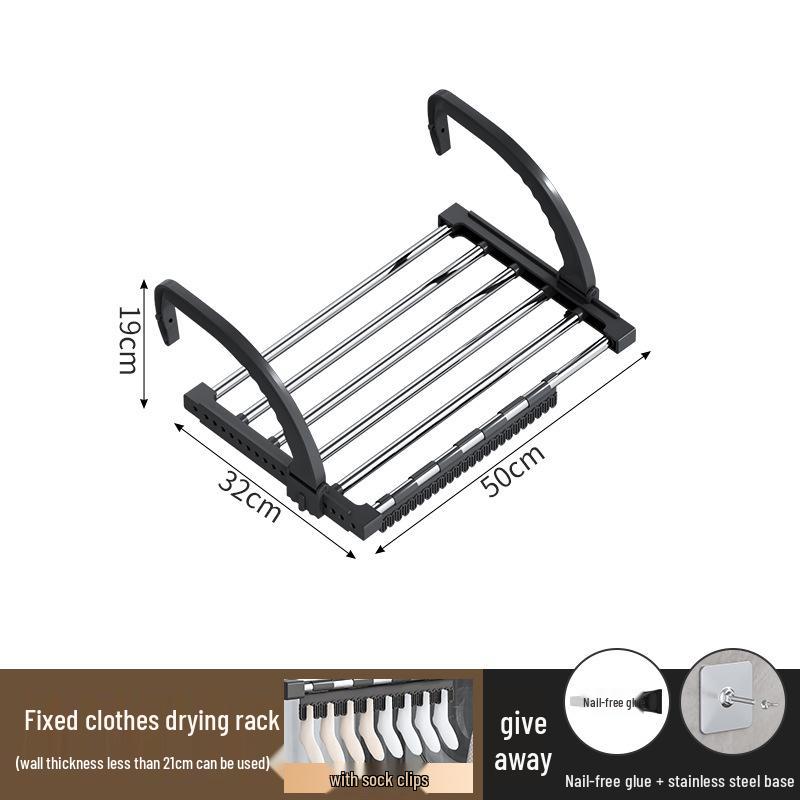 Telescopic Punch-Free Clothes & Shoe Drying Rack for Window Railings and Balcony