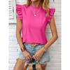 Women's Solid Sweet Crew NeckRuffled Sleeve Tank Top  Summer European American Ladies Vest