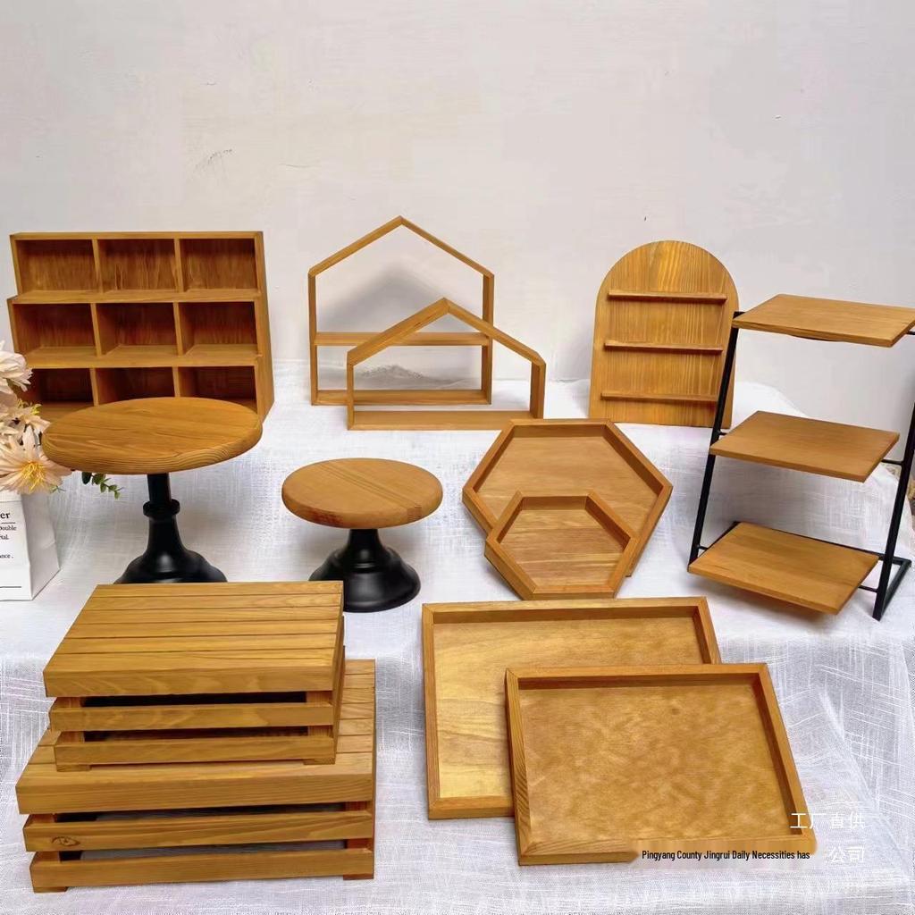 Original Wood Style Outdoor Display Stand for Birthday and Banquet Table Settings – Forest-Inspired Dessert Table Ornaments