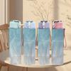 1PC Light Blue Cloud Fabric Texture Print 750ml Color Plastic Sports Water Bottle Leakproof Flip Straw Lid Suitable for Sports Office Home Use