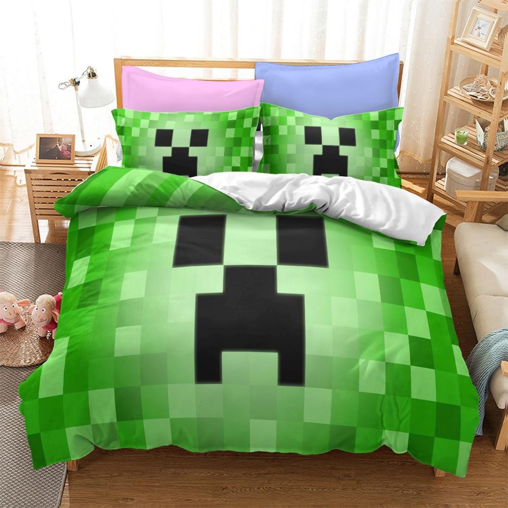 Roupa de Cama Minecraft Série Kit Três Peças Têxtil Lar Tecido Abrasivo Impressão Digital