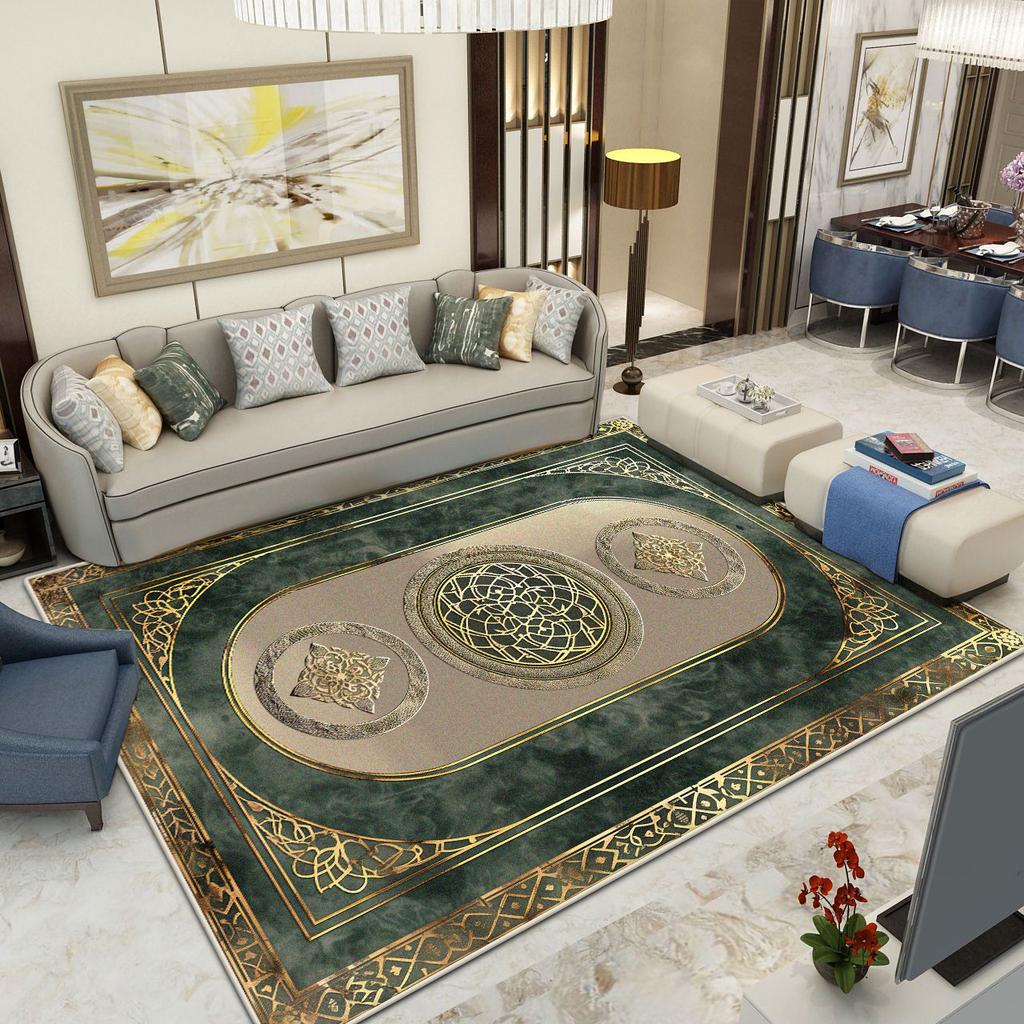 Golden Decoration Living Room Carpet European Luxury Home Large Area Rugs 200x300 Bedroom Bedside Soft Fluffy Floor Mat Washable