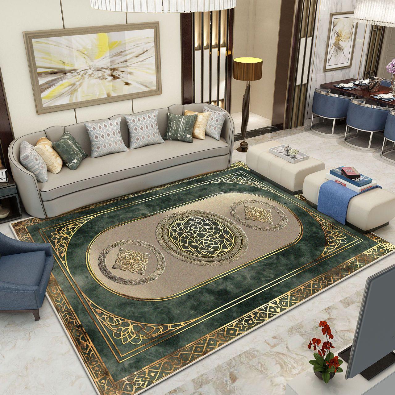 

Golden Decoration Living Room Carpet European Luxury Home Large Area Rugs 200x300 Bedroom Bedside Soft Fluffy Floor Mat Washable 160*230cm