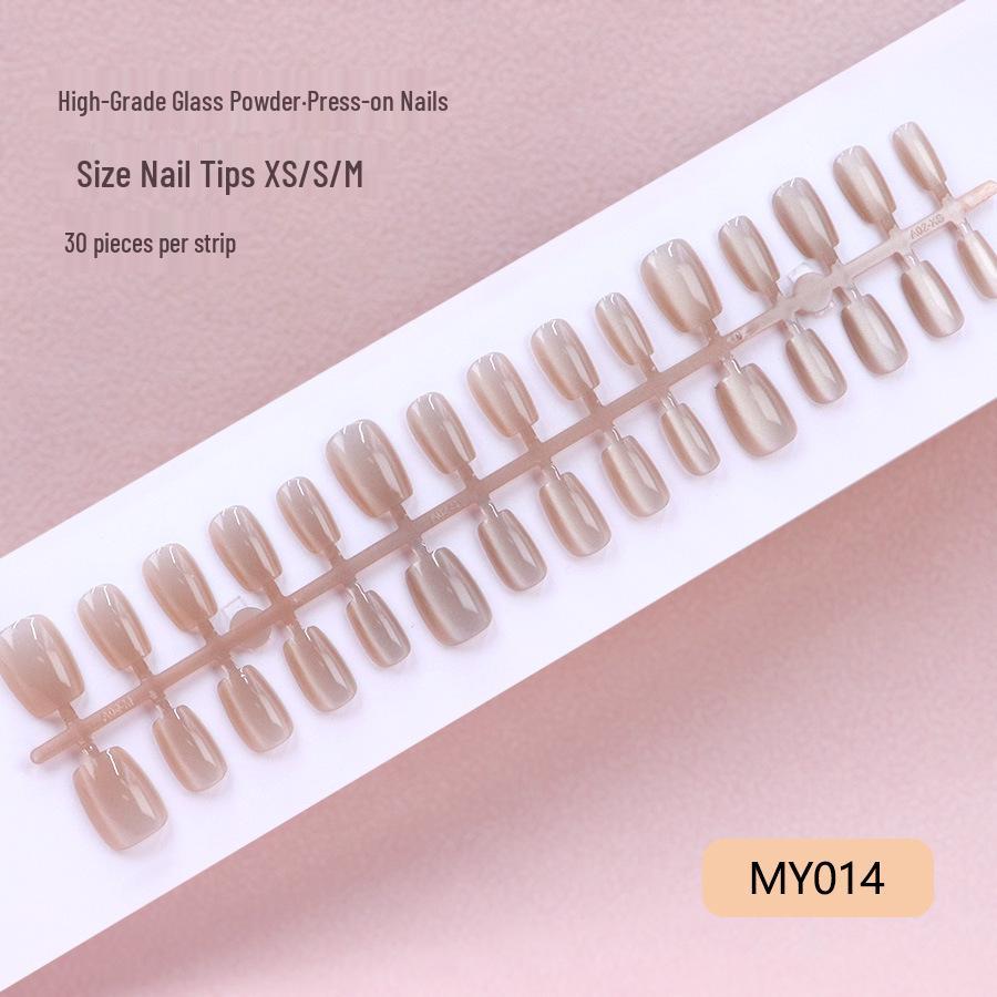 New Solid Color Cat Eye Nail Art Tips: 30-Piece Set of High-End, Ready-to-Wear Whitening Nails.