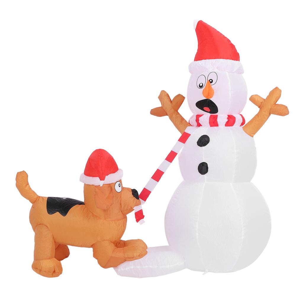 1,1 m aufblasbarer Schneemann mit Beißhund, weiße LED-Lichter, Garten- und Hofdekorationen, IP44 wasserdicht