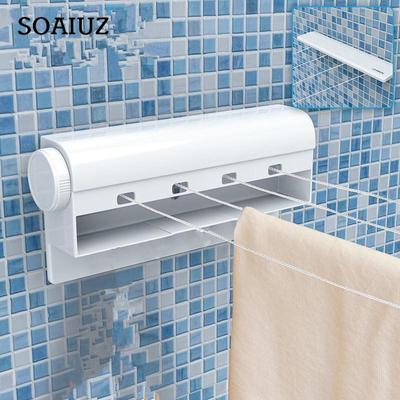 Wall Mounted Retractable Clothesline Indoor Outdoor Laundry Hanger Telescopic Clothes Drying Rack