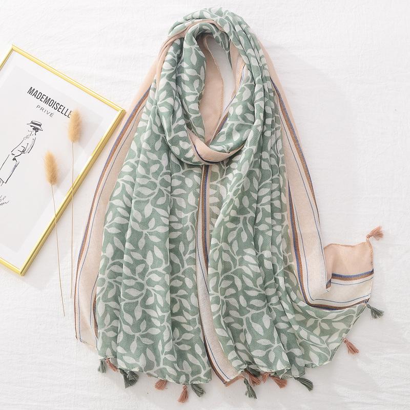 Fashion Wave Striped Patchwork Tassel Viscose Shawl Scarf Lady Print Pashmina Stole Wrap Snood Bufandas Muslim Hijab Sjaal
