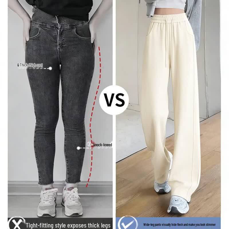 Women's High-Waist Loose Fit Wide-Leg Casual Pants