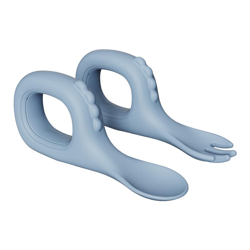 Cartoon dinosaur plate Children's complementary food Silicone plate bowl Fork spoon bib Anti-drop plate set
