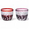 Mizukage Kiriko Paar Gläser Tassen für Kaltes Durchmesser 60 x Höhe Obi Shibori Rot Bishou Aktuelles Modell J-kitchens Sake, 50mm, 70cc, & Lila,