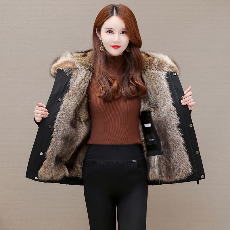 

Зимняя женская парка из искусственной норки, съемная короткая искусственная шуба из искусственного меха, толстая теплая парка с капюшоном M