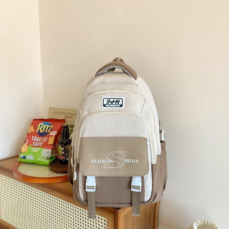 White Purple Colorful Backpack For Junior High School College Students Large Capacity Shoulder Bag