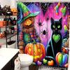 Halloween Katzen Muster Badezimmer Duschvorhang Mit 12 Haken Heim Badezimmer Dekor Und Accessoires