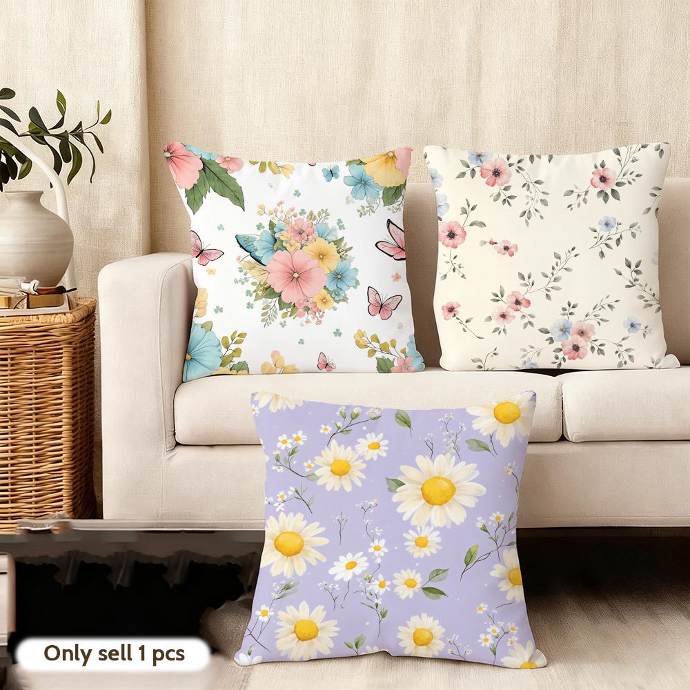spring floral Cushion Cover Soft Plush Fabric DoubleSided Printed Cushion Covers for All Seasons Modern HomeDecor Gift