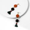 Chic Wooden Bead Tassel Earrings Ethnic Design Silk Thread Women For