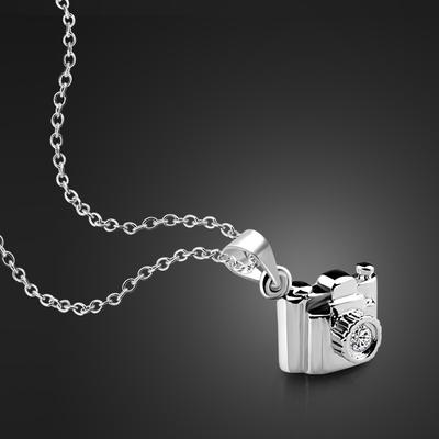 Osobnostní přívěsek na fotoaparát Elegantní 100% 925 Sterling Stříbrný dámský náhrdelník Fotografické nadšence Dárek pro šperky