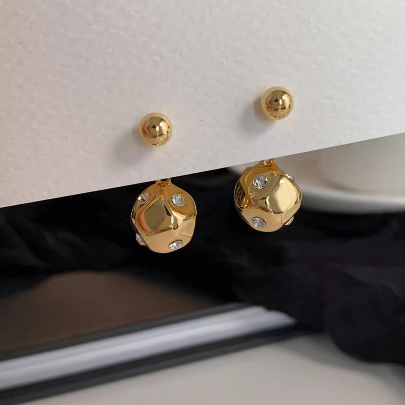 

ANENJERY Геометрические олигоэдрические серьги-шарики из циркония для женщин, уникальные, изысканные, универсальные, темпераментные, вечерние ювелирные изделия, подарки золотой