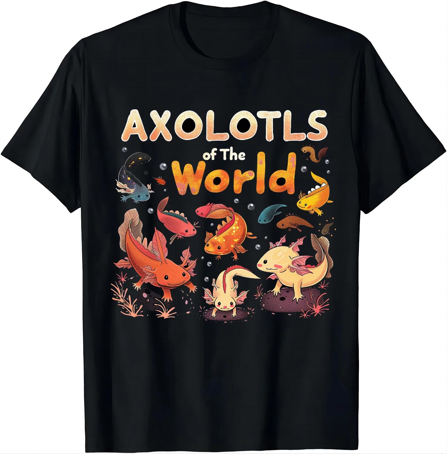 

Axolotl Shirt Kawaii Axolotls of The World Axolotl Animals T-Shirt Aesthetic Women Clothing Graphic T Shirts Kawaii Clothes S