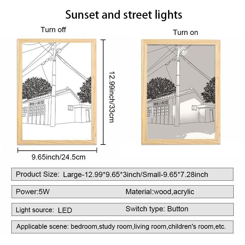 Modern vázlatos művészeti stílusú világításfestmény 9,65 * 7,28 hüvelykes háromszínű fényváltó LED dekoratív festmény, amely alkalmas hálószoba folyosójára