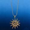 1pc Bohemian Style Stainless Steel Gold Color Sun Pendant Necklace