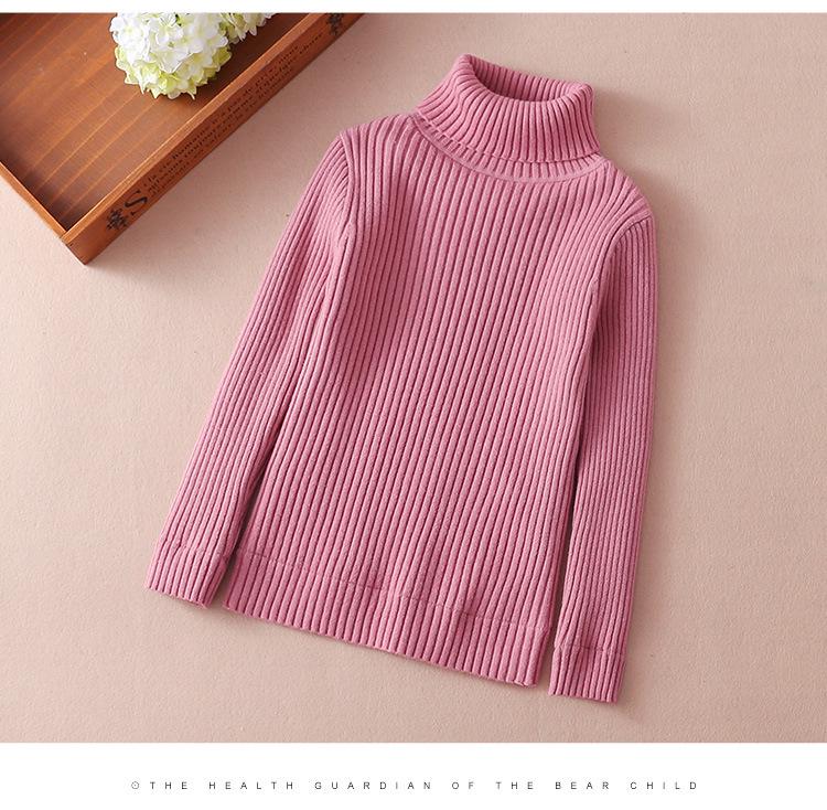 

Children s Slim Fit Knit Sweater with High Neck and Velvet Lining for Autumn and Winter. 130 cm