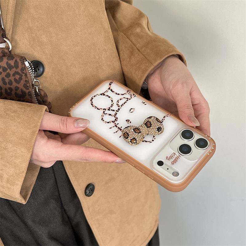 Πικάντικη Γάτα Λεοπάρ Θήκη Κινητού Hello Kitty για iPhone 17/16 Pro Max/15/14