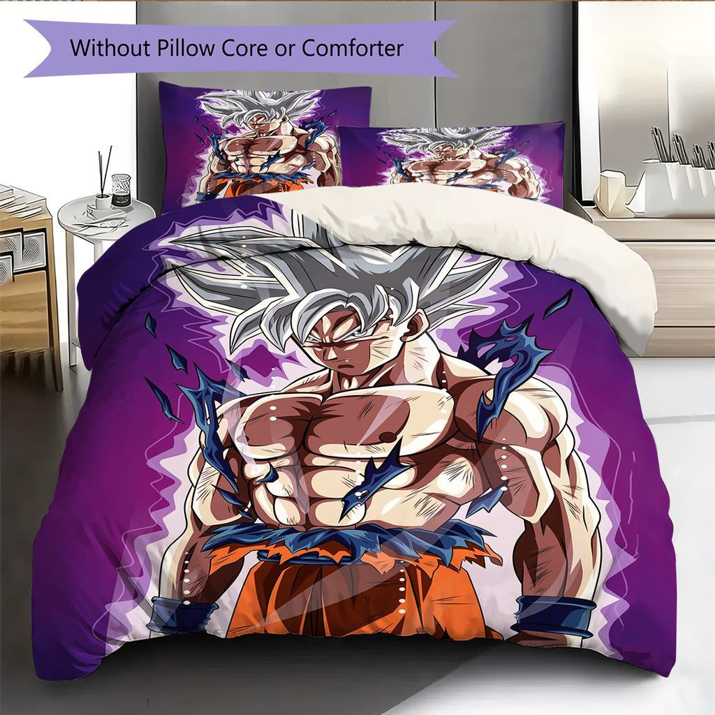 Dragon Ball Son Goku Pattern Bedding Home Decoration Birthday Gift (1 * duvet cover + 2 * pillowcase, without core)