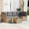 VidaXL Garden Lounge Set with Cushions 7 Pcs Beige Braided Resin 3249238