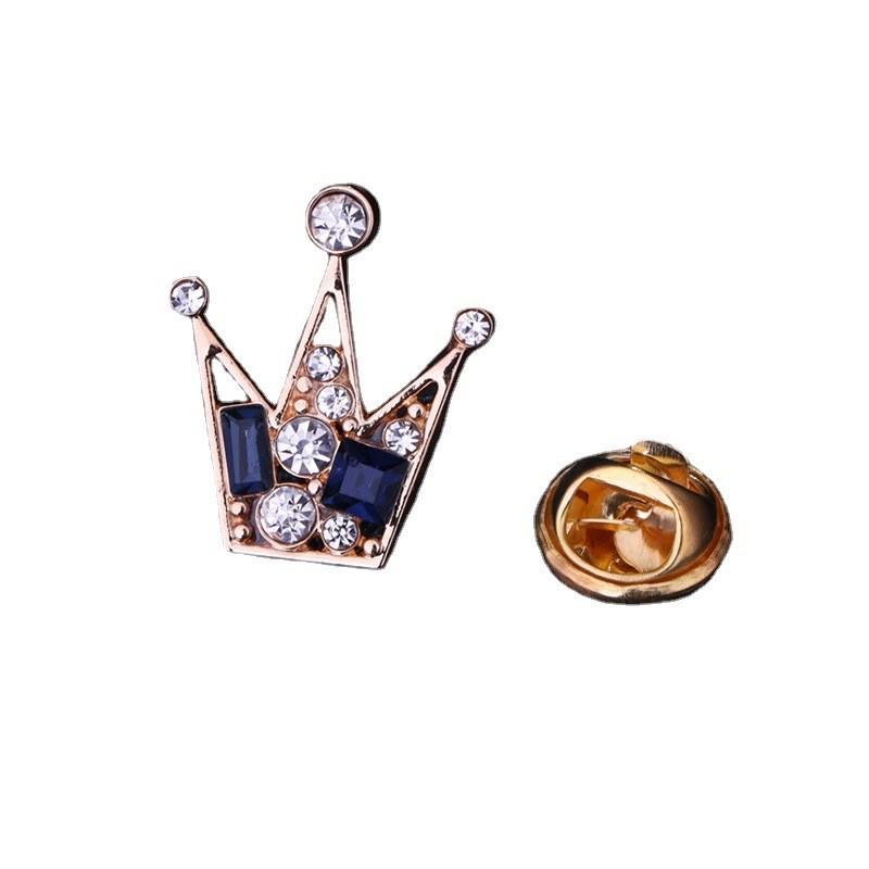 Crown Crystal Lapel Pin for Men: Zhang Songwen Style Brooch Accessory for Suits and Shirts. Perfect for Summer.